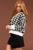 Black and White Houndstooth Button Down Cardigan sold by Lime Lush