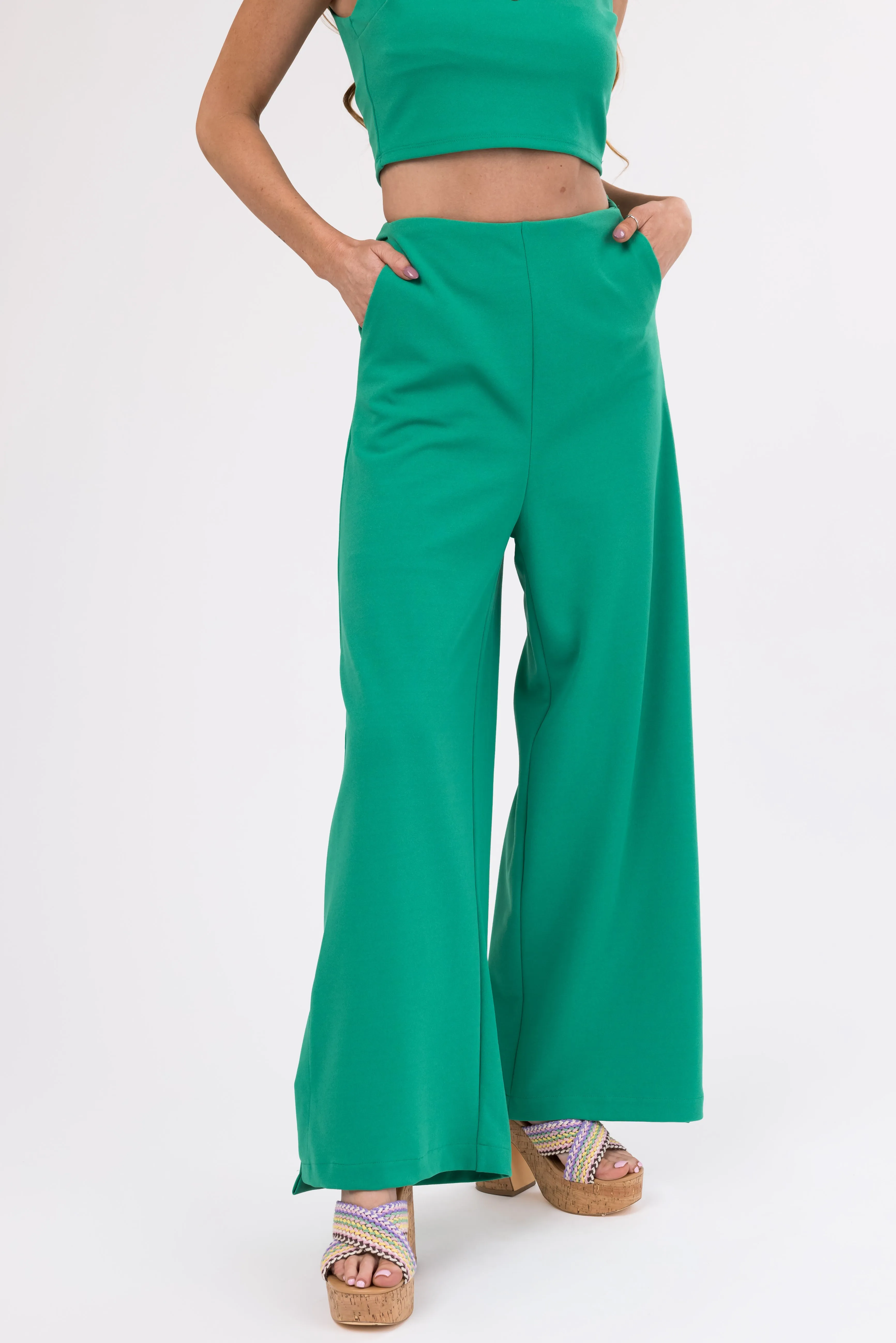 She+Sky Jade Wide Leg Side Slit Knit Pants sold by Lime Lush product image thumbnail 5