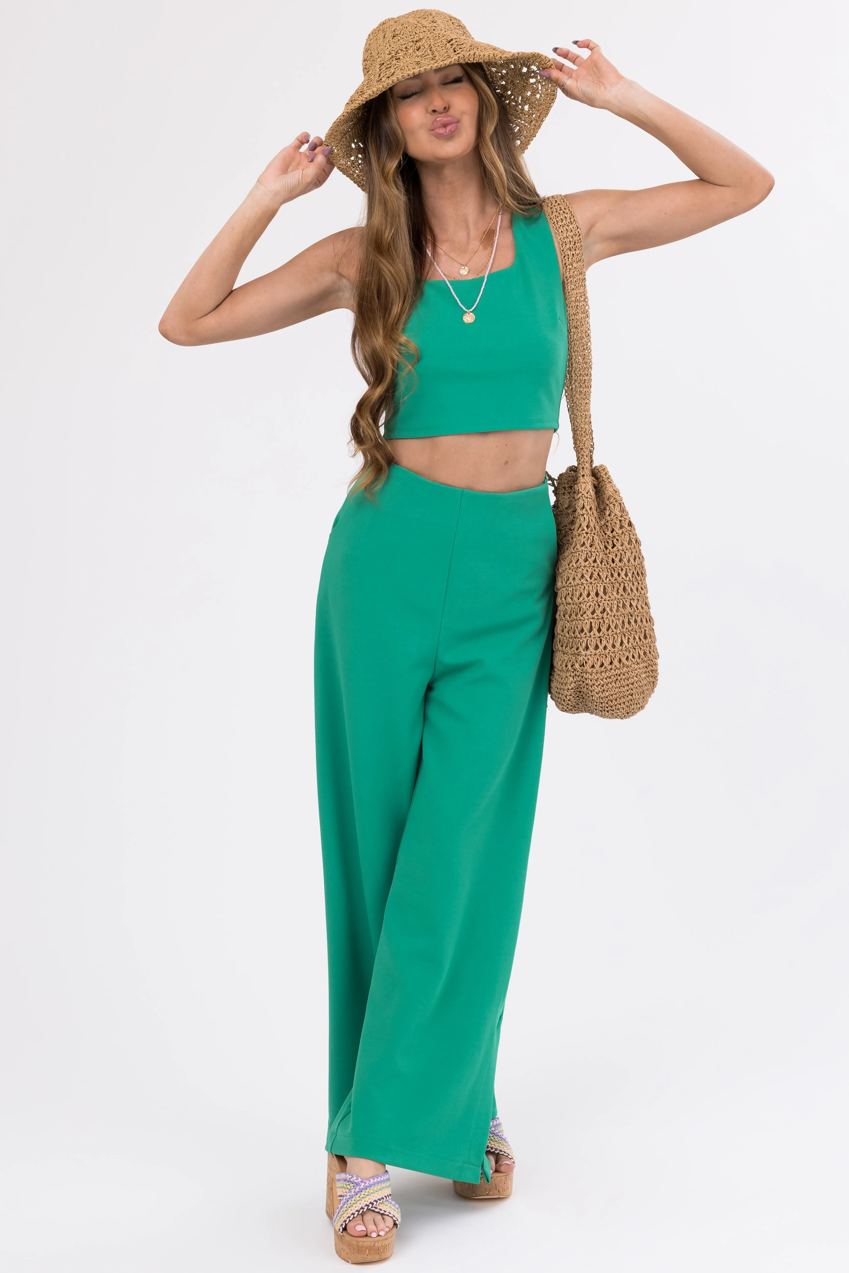 She+Sky Jade Wide Leg Side Slit Knit Pants sold by Lime Lush product image thumbnail 3
