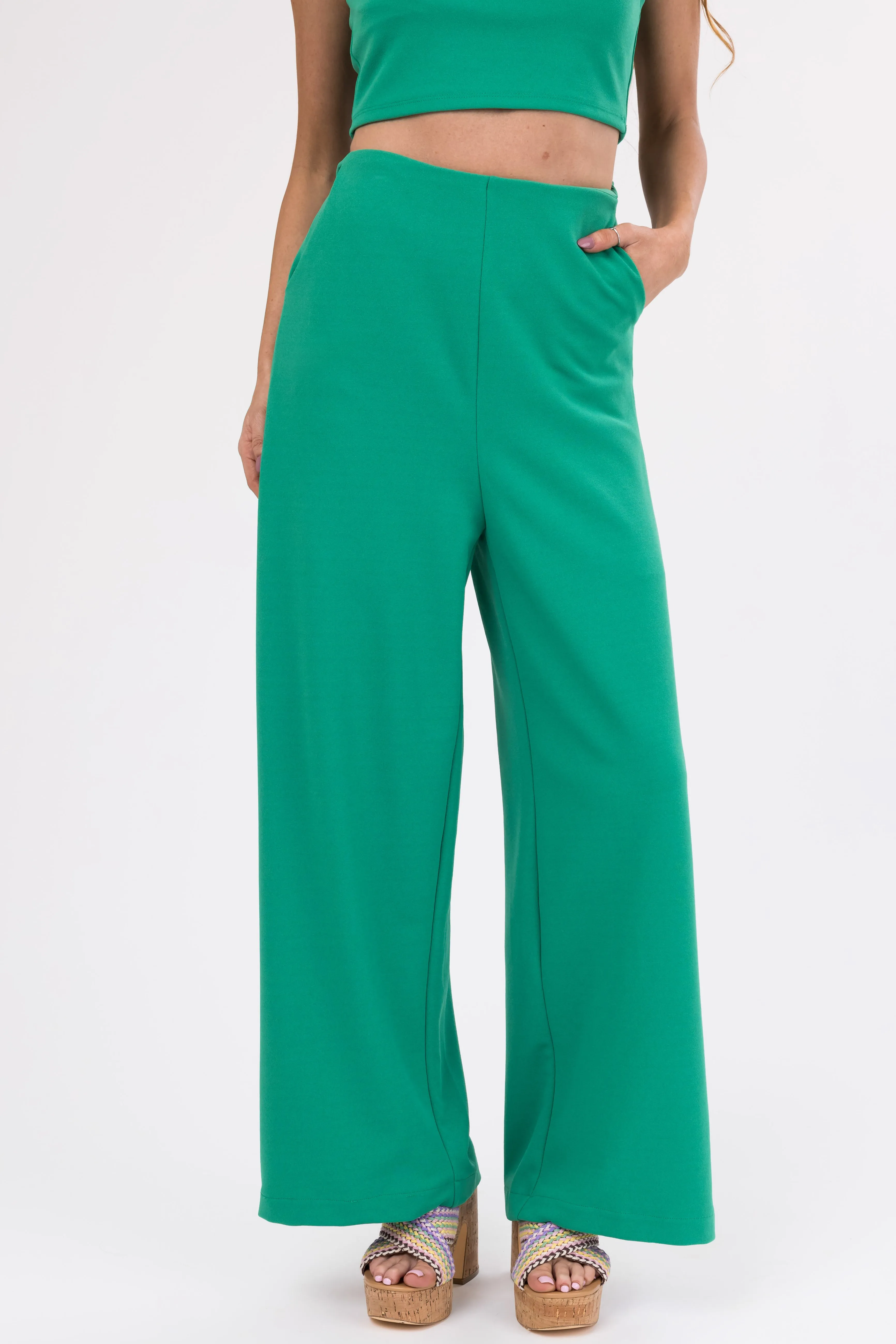 She+Sky Jade Wide Leg Side Slit Knit Pants sold by Lime Lush product image thumbnail 4