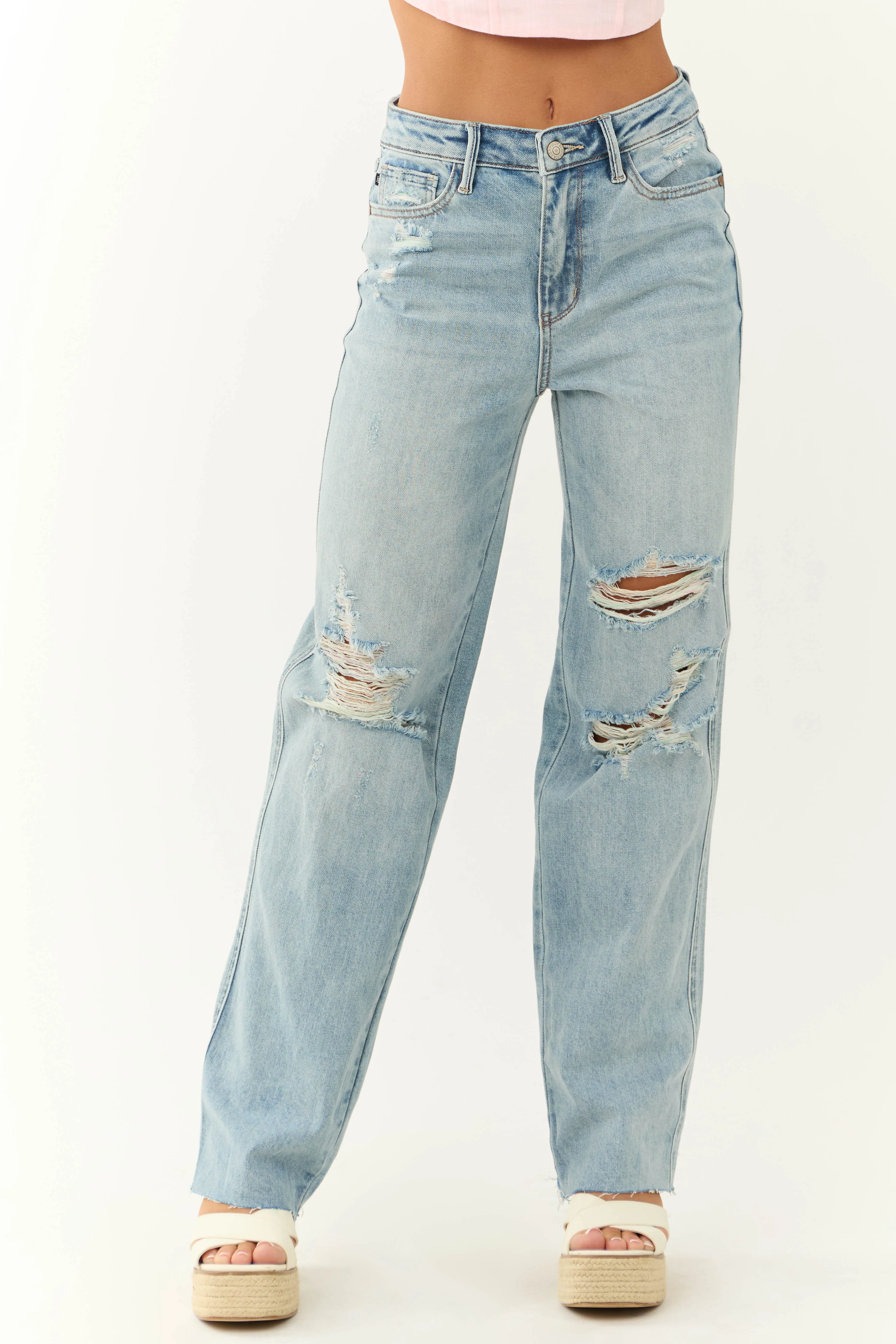 Judy Blue Medium Wash 90's Style Straight Jeans sold by Lime Lush
