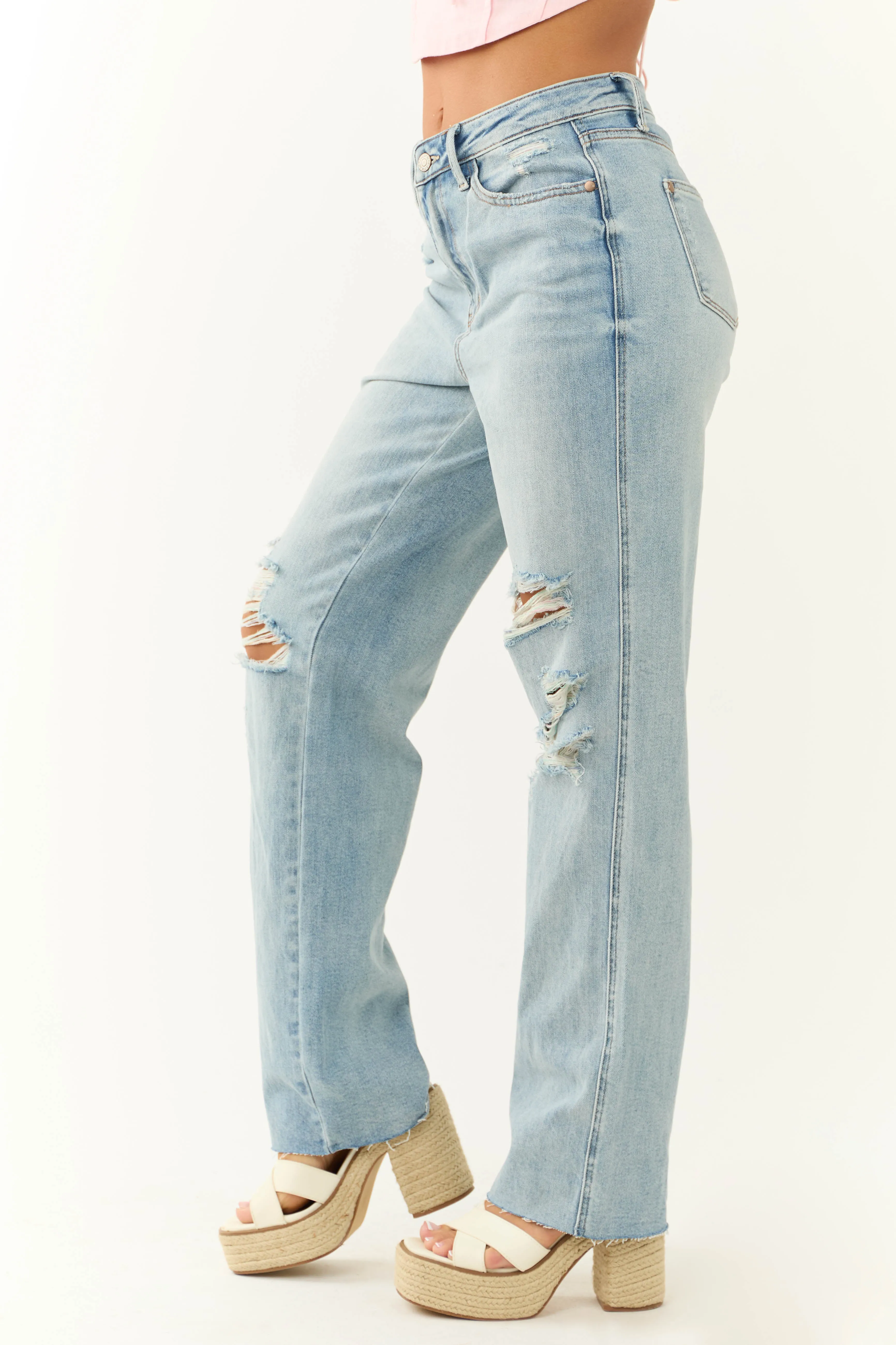 Judy Blue Medium Wash 90's Style Straight Jeans sold by Lime Lush product image thumbnail 4
