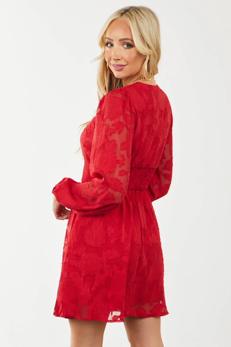 Pomegranate Floral Lace Button Empire Waist Dress sold by Lime Lush product image thumbnail 3