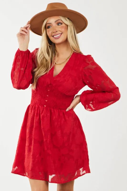 Pomegranate Floral Lace Button Empire Waist Dress sold by Lime Lush