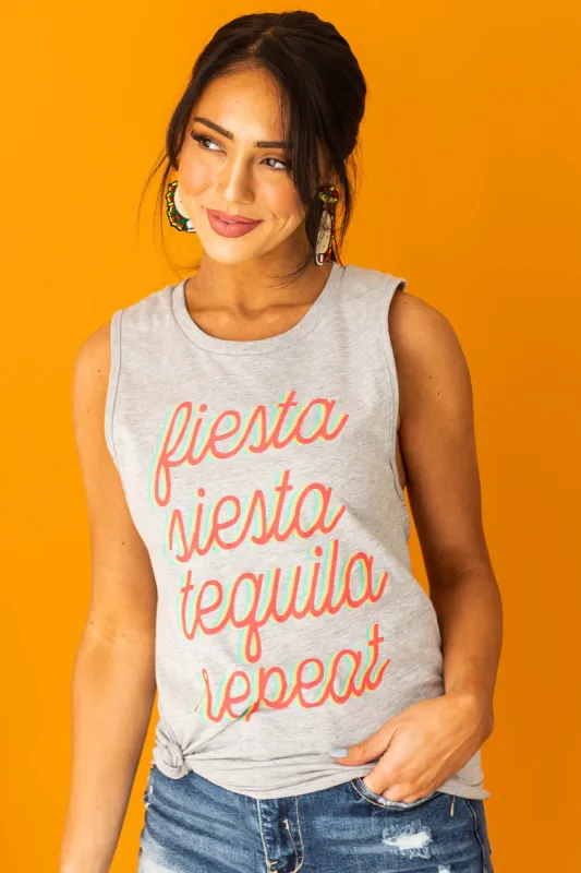 Heather Grey 'Fiesta Siesta Tequila' Tank Top sold by Lime Lush