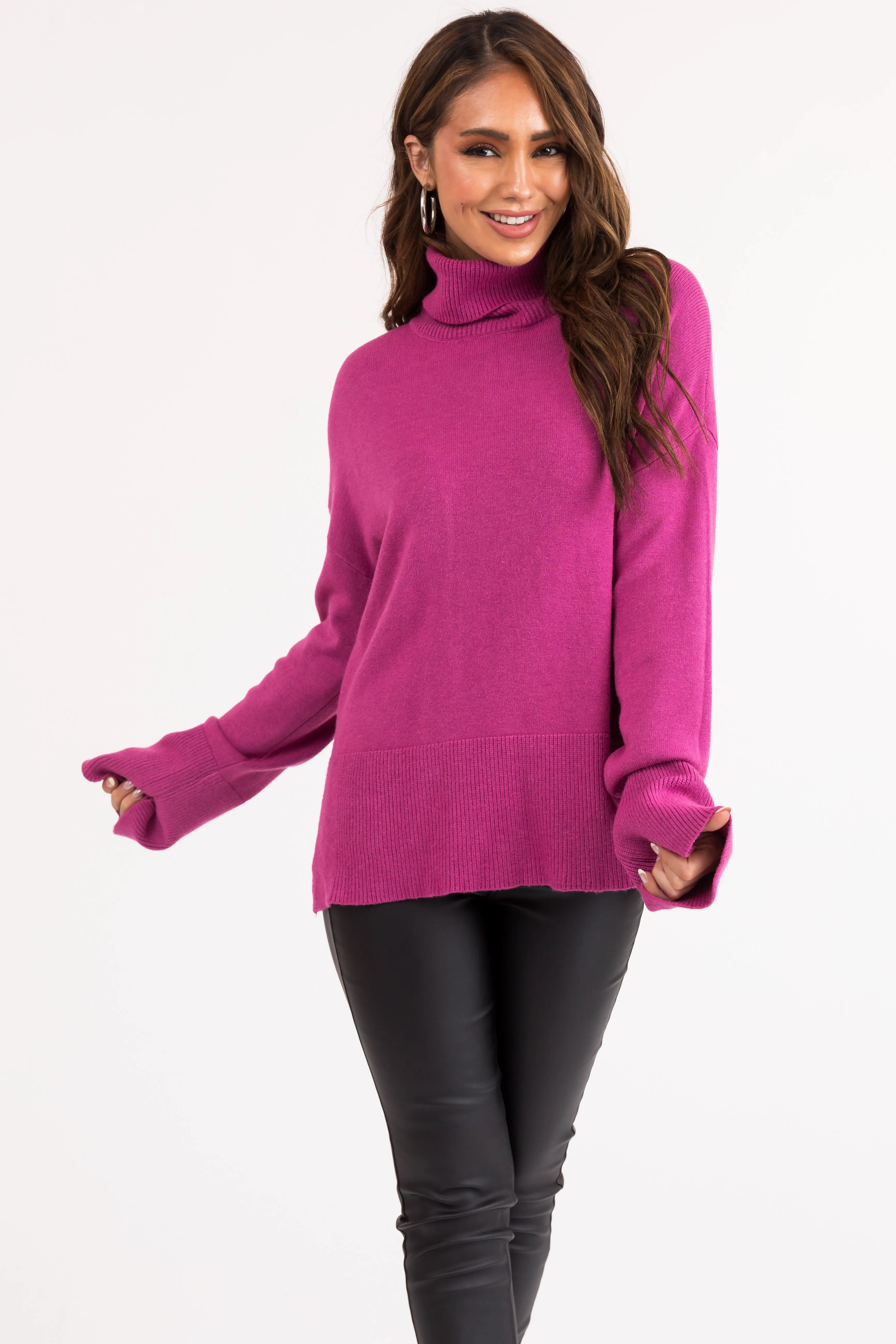 Mulberry Buttery Soft Turtleneck Sweater sold by Lime Lush product image thumbnail 2