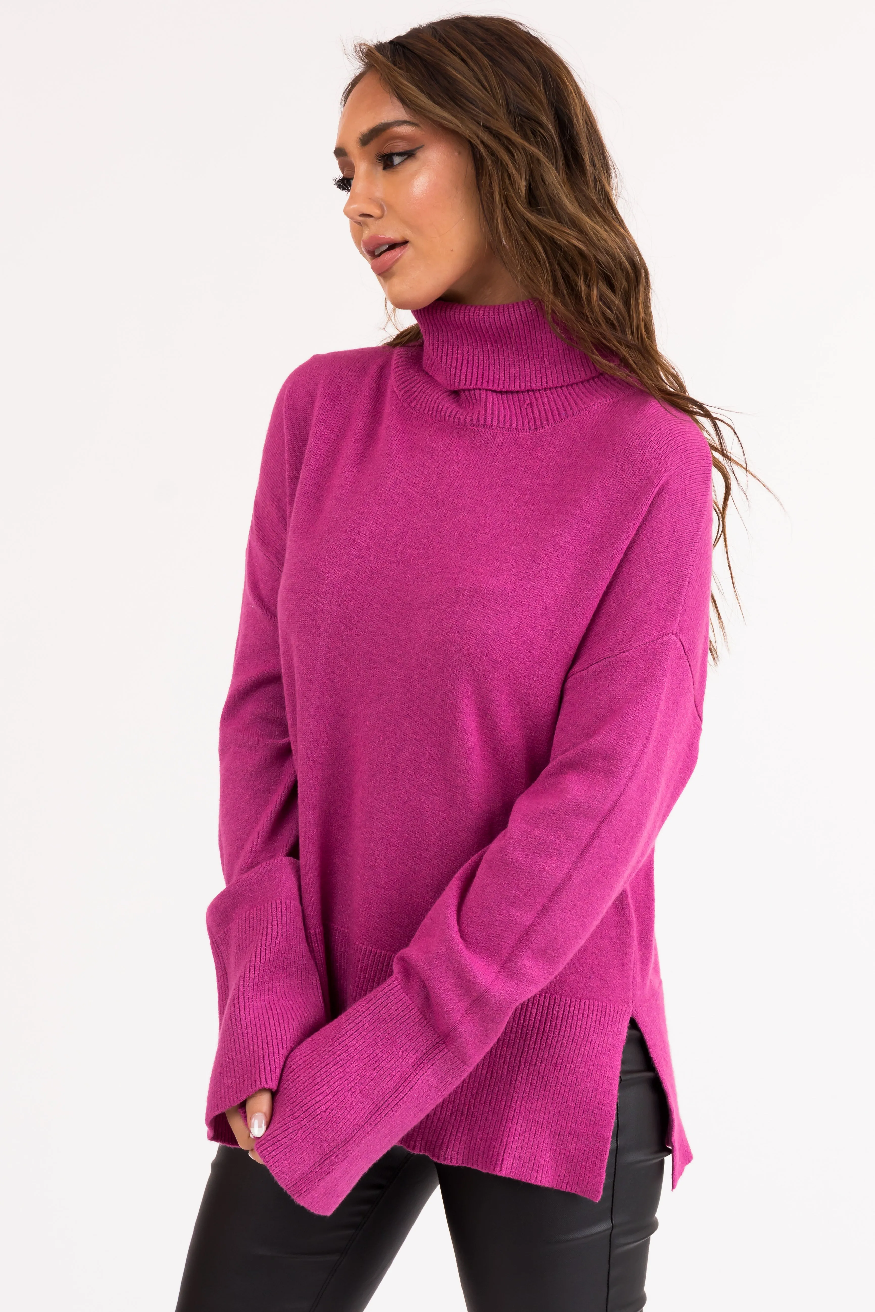Mulberry Buttery Soft Turtleneck Sweater sold by Lime Lush product image thumbnail 3
