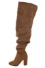 Spice Faux Suede Thigh High Scrunch Style Boots sold by Lime Lush