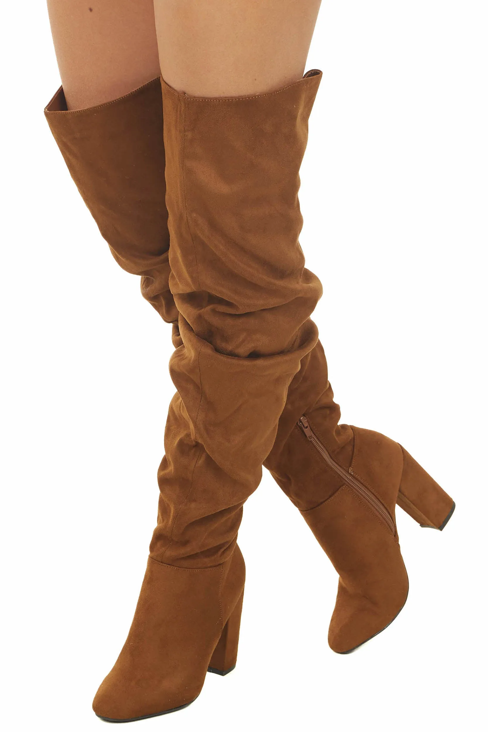Spice Faux Suede Thigh High Scrunch Style Boots sold by Lime Lush