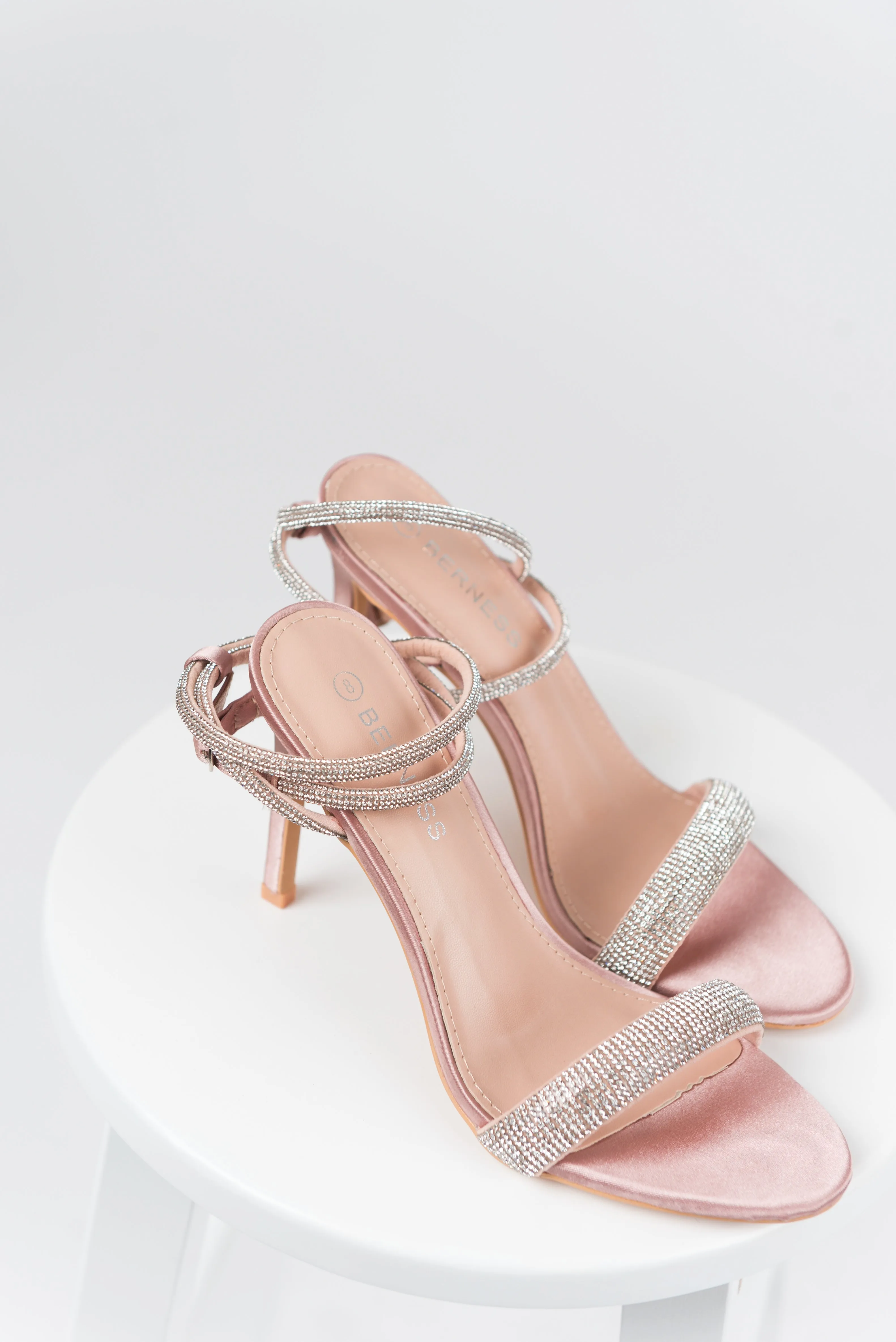 Nude Silver Rhinestone Open Toe Strappy Heels sold by Lime Lush product image thumbnail 4