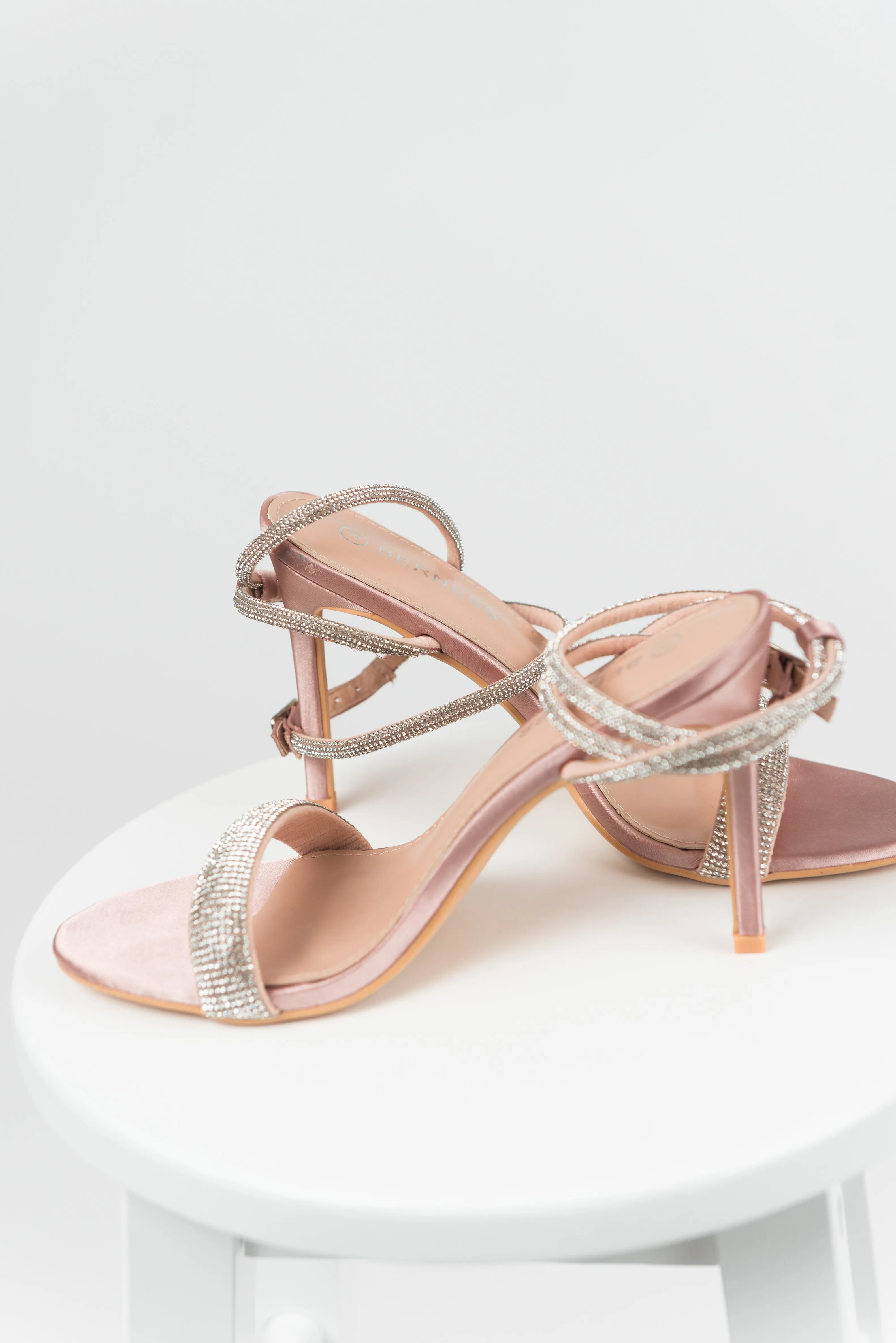 Nude Silver Rhinestone Open Toe Strappy Heels sold by Lime Lush product image thumbnail 5