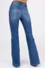 Risen Dark Wash Patched Pocket Flare Leg Jeans sold by Lime Lush