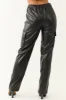 Black Faux Leather Cargo Straight Leg Pants sold by Lime Lush
