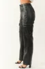 Black Faux Leather Cargo Straight Leg Pants sold by Lime Lush