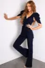 Dark Denim Jumpsuit with Shell Sleeves sold by Lime Lush