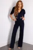 Dark Denim Jumpsuit with Shell Sleeves sold by Lime Lush
