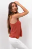 Rust Racerback V Neck Linen Tank Top sold by Lime Lush