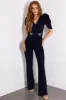 Dark Denim Jumpsuit with Shell Sleeves sold by Lime Lush