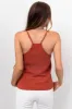 Rust Racerback V Neck Linen Tank Top sold by Lime Lush
