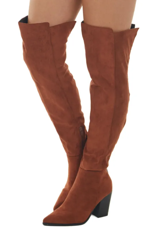 Spice Suede Over the Knee Block Heel Boots sold by Lime Lush