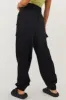 Black Thick Elastic Waist Cargo Joggers sold by Lime Lush