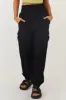 Black Thick Elastic Waist Cargo Joggers sold by Lime Lush