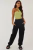 Black Thick Elastic Waist Cargo Joggers sold by Lime Lush
