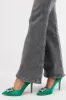 Vibrant Jade Satin Rhinestone Buckle Pointed Toe Heels sold by Lime Lush