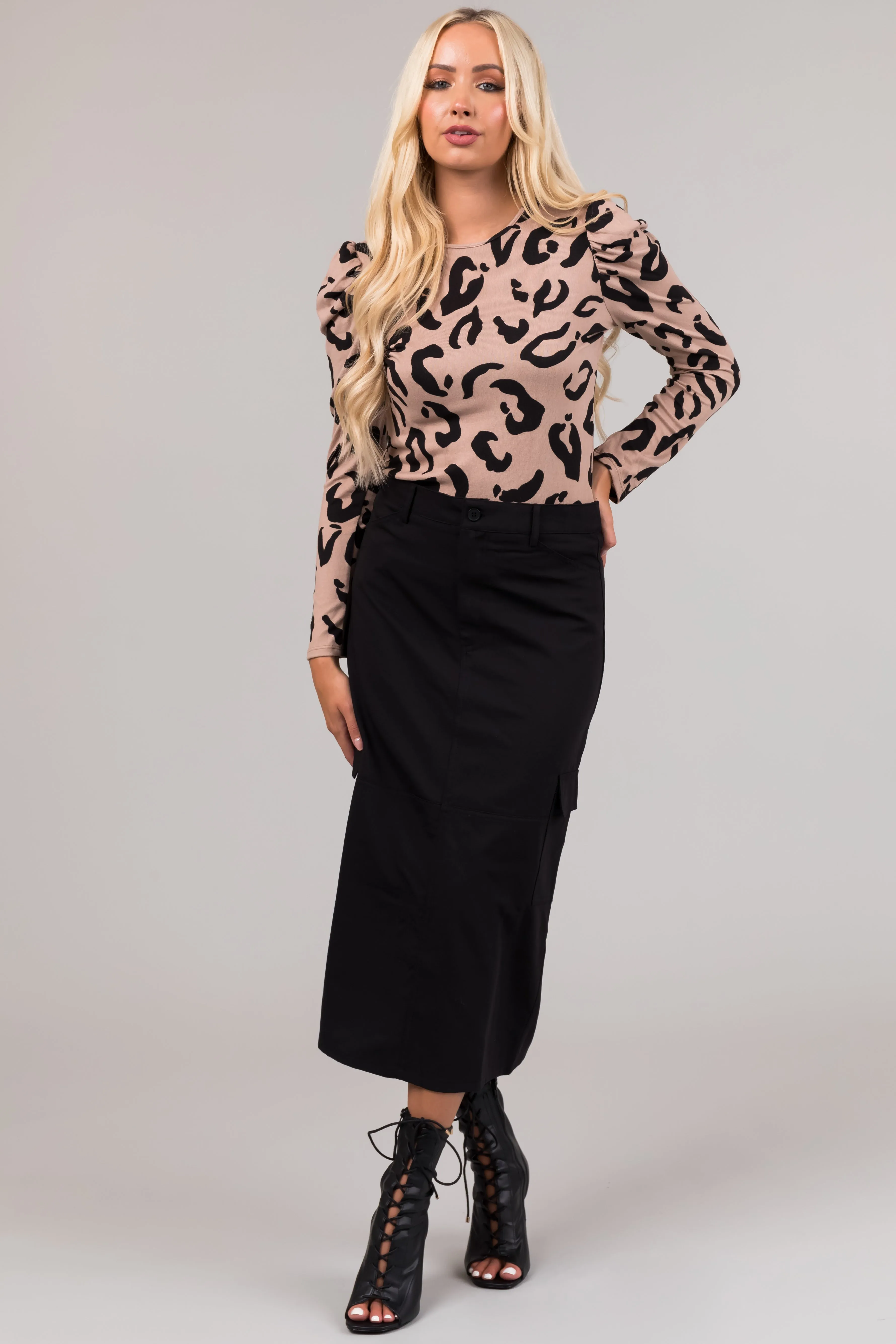 Latte Leopard Print Soft Long Sleeve Top sold by Lime Lush product image thumbnail 3