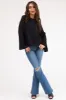 Black Pleated Bell Sleeve Blouse sold by Lime Lush