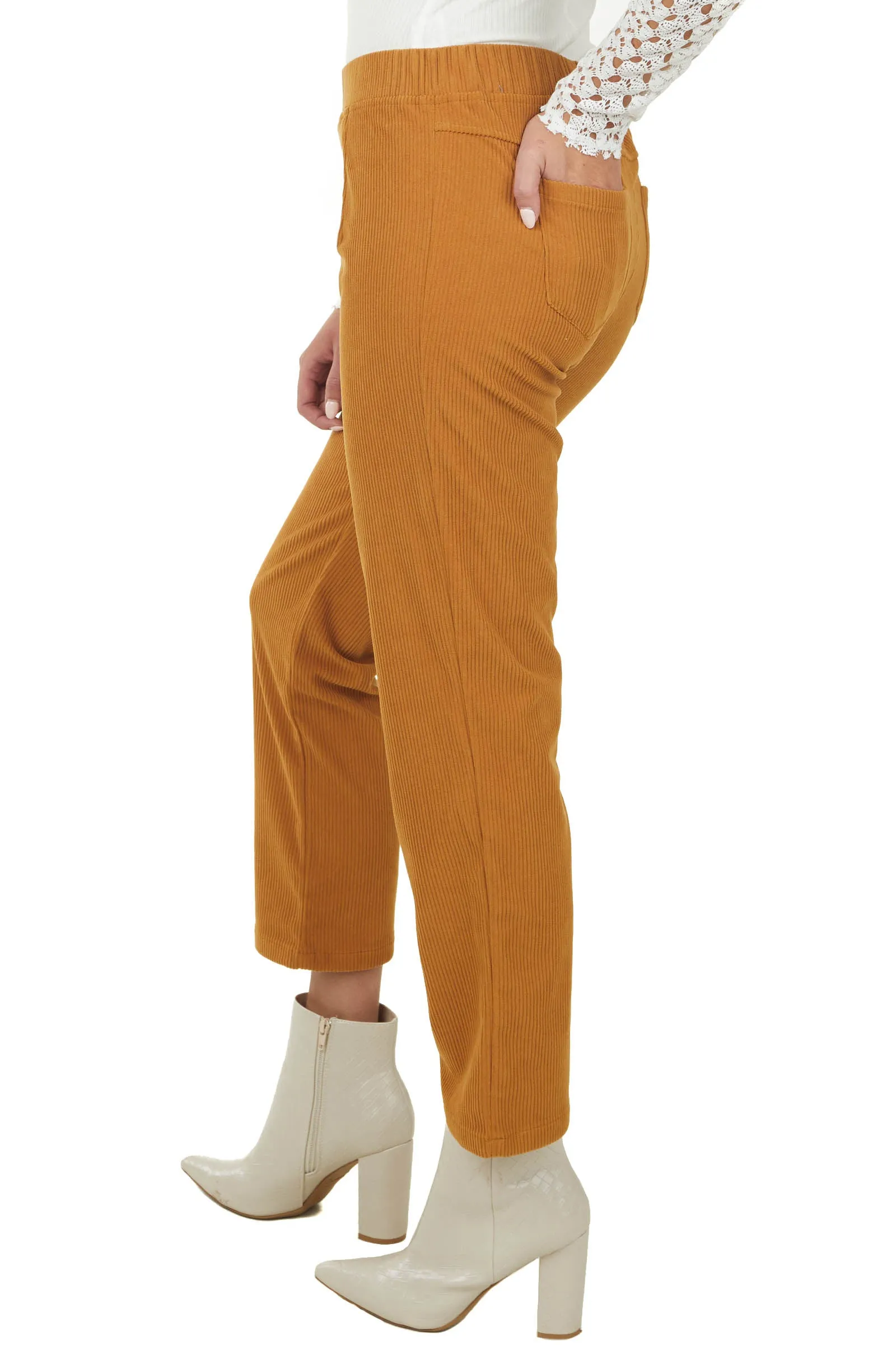 Copper Elastic Waist Slim Leg Pull On Pants sold by Lime Lush product image thumbnail 3