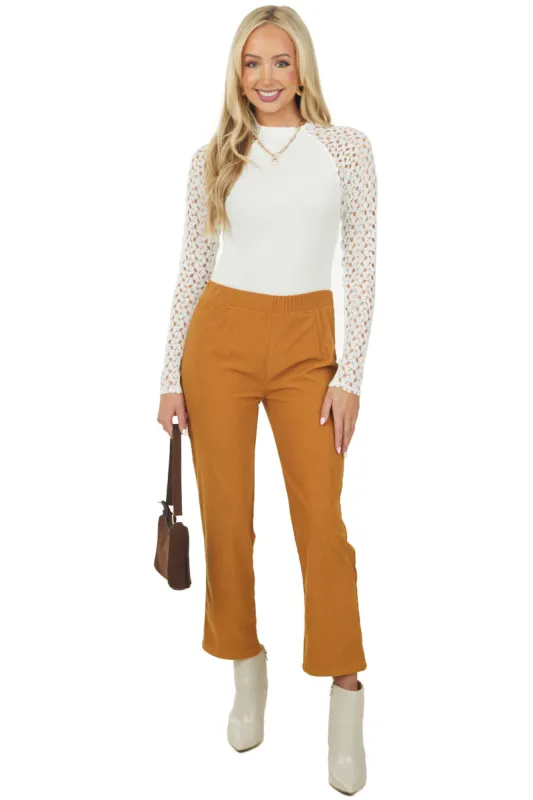 Copper Elastic Waist Slim Leg Pull On Pants sold by Lime Lush