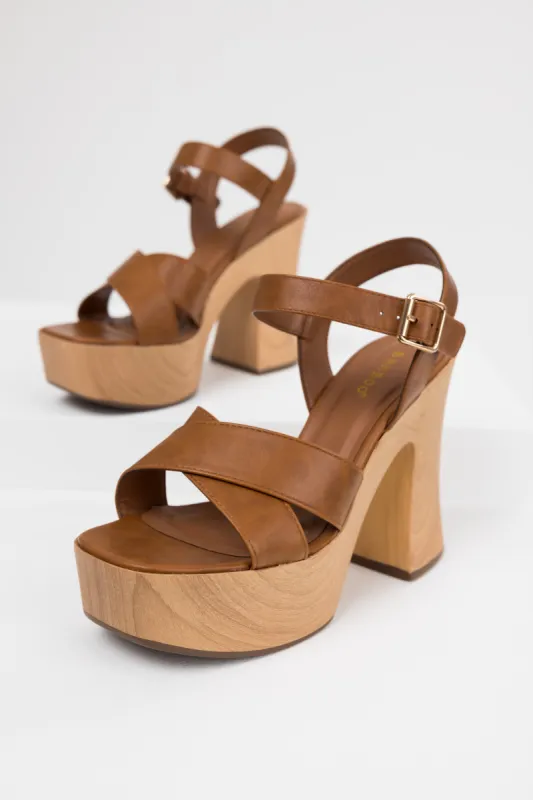 Spice Faux Leather Platform Heels sold by Lime Lush