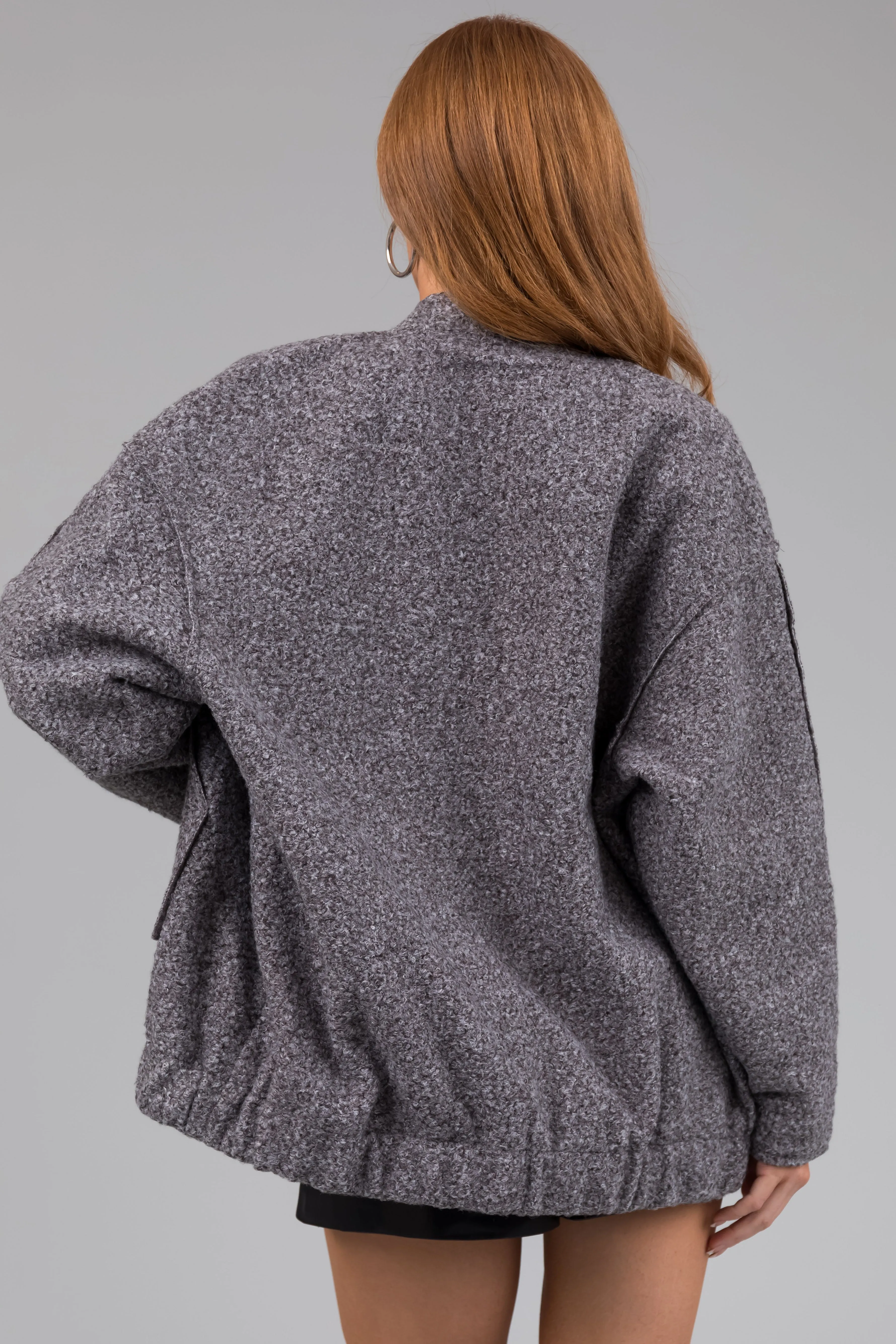 Steel Textured Long Sleeve Collared Jacket sold by Lime Lush product image thumbnail 5