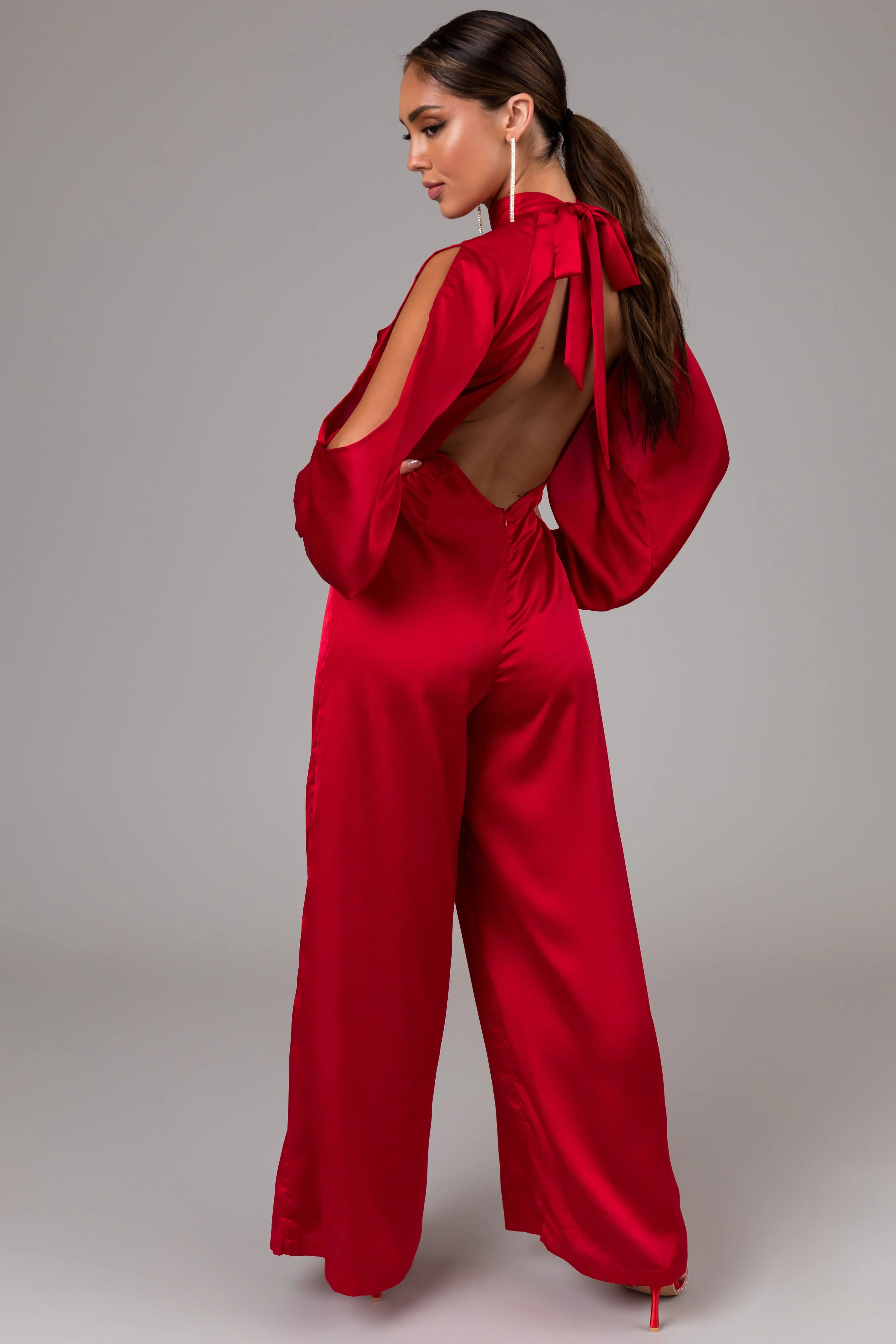 Cranberry Long Sleeves with Slits Jumpsuit sold by Lime Lush product image thumbnail 5