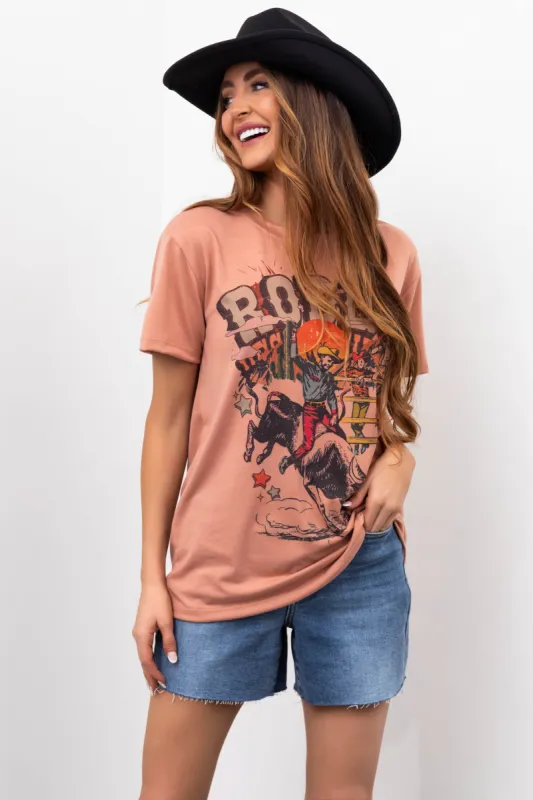 Ginger Rodeo Graphic Short Sleeve Top sold by Lime Lush