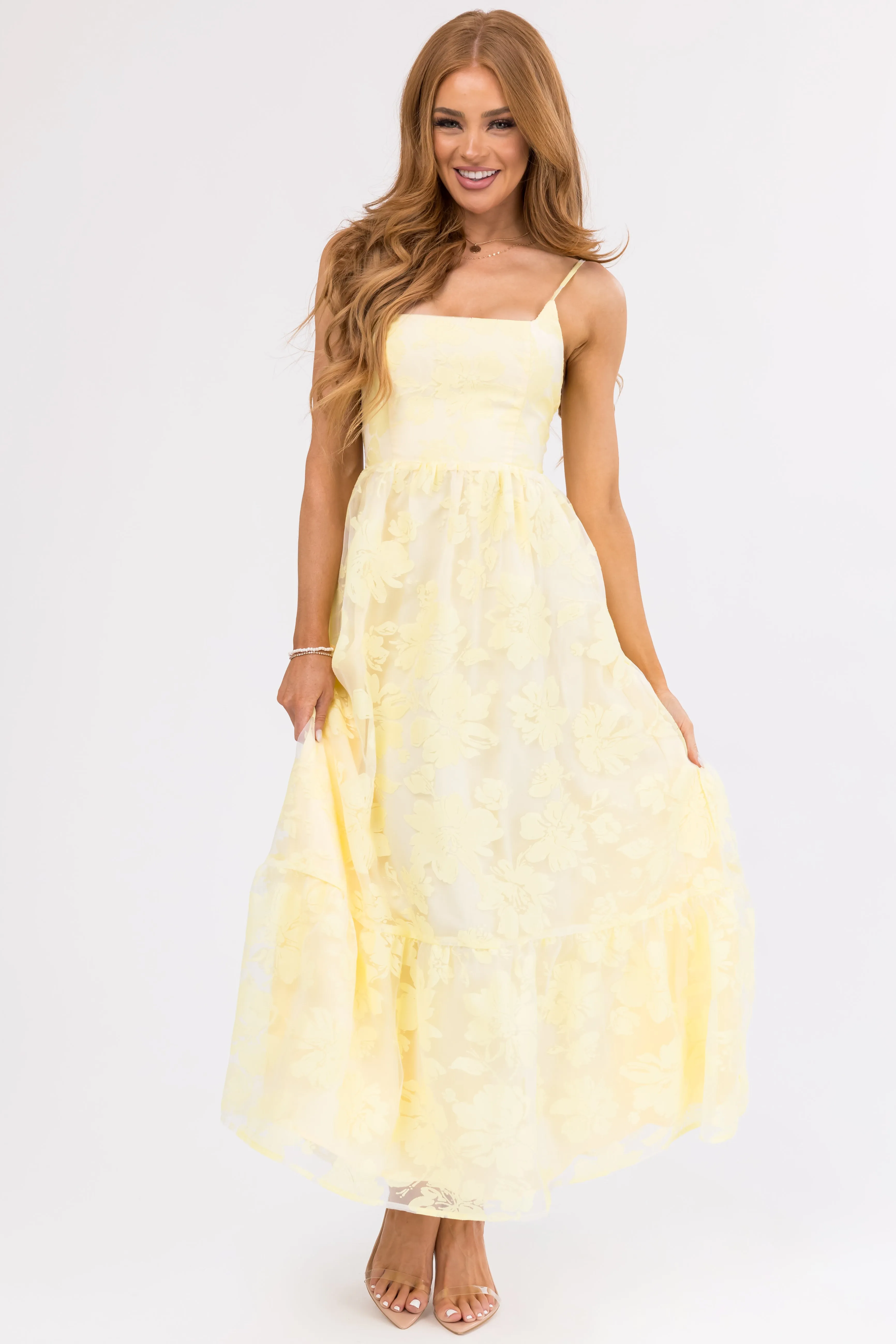 Honeysuckle Floral Mesh Sleeveless Maxi Dress sold by Lime Lush product image thumbnail 2