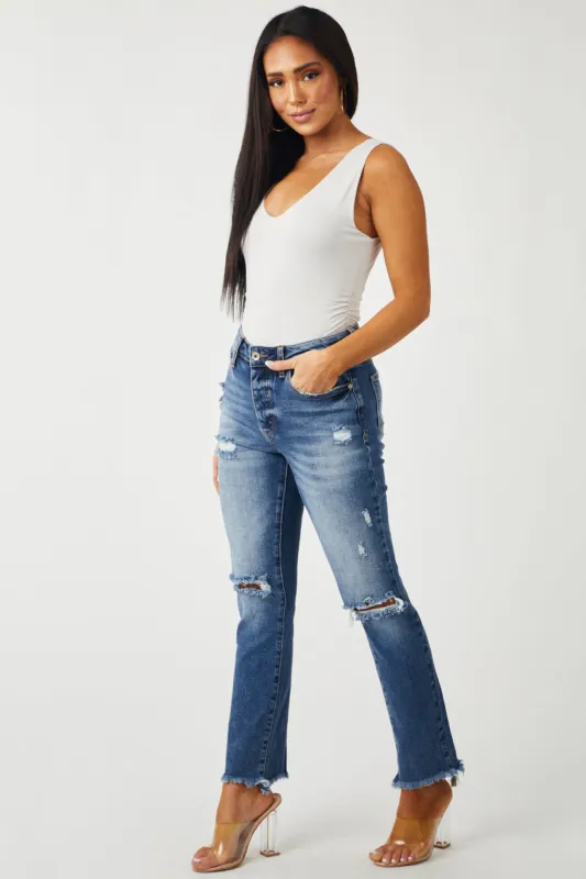 Special A Medium Wash Distressed Straight Jeans sold by Lime Lush