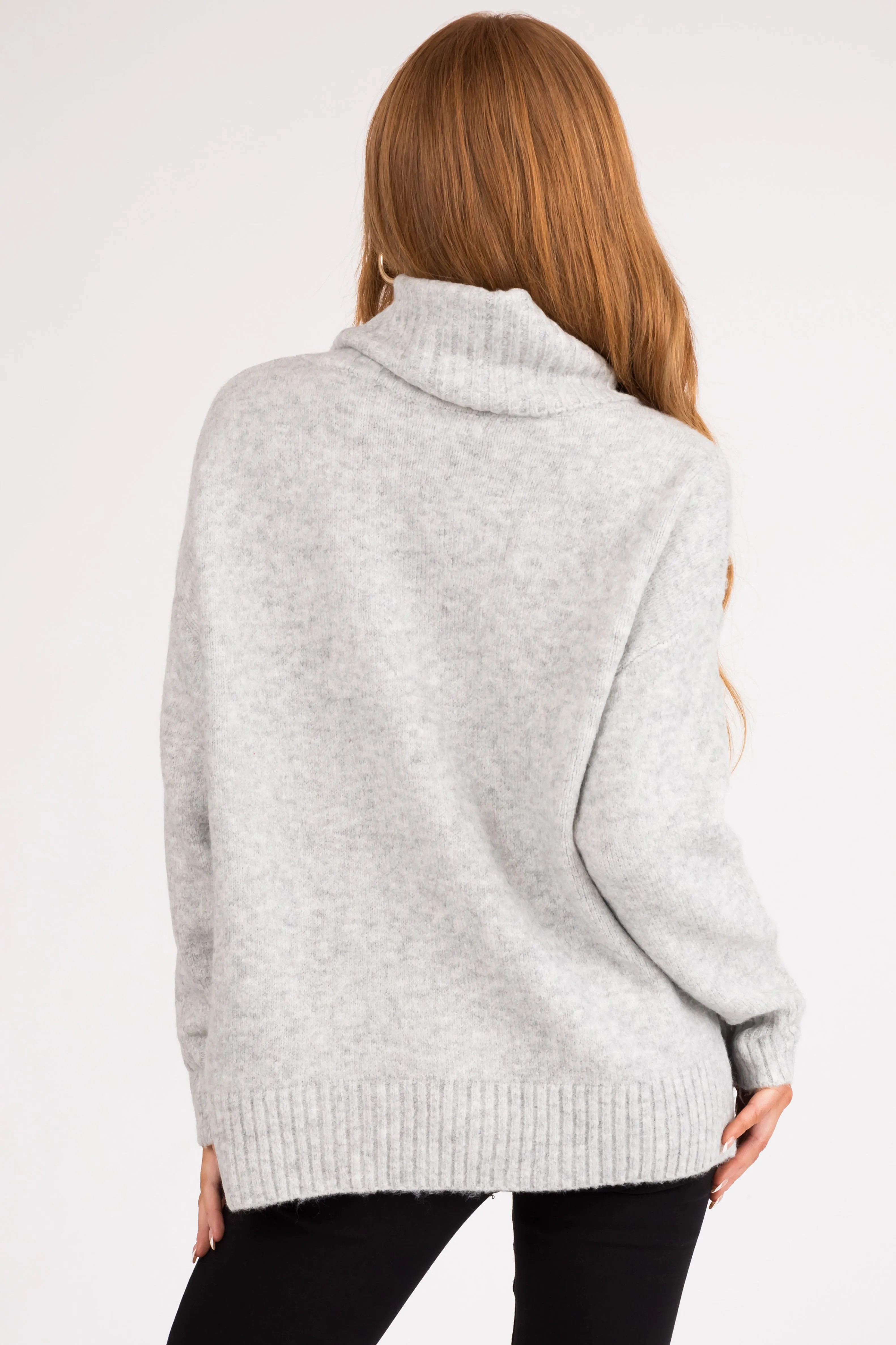 Dove Grey Wide Turtleneck Side Slit Sweater sold by Lime Lush product image thumbnail 5