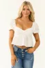 White Poplin Short Puff Sleeve Top sold by Lime Lush