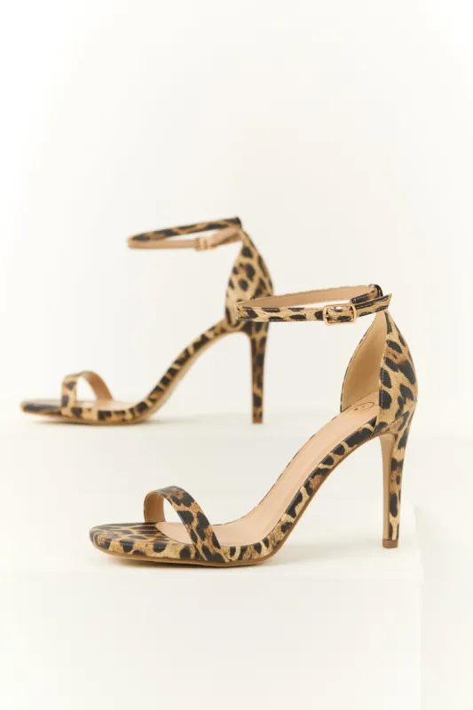 Leopard Nubuck Ankle Strap High Heels sold by Lime Lush