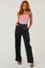 Black High Waisted Wide Leg Satin Pants sold by Lime Lush