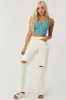 Faded Teal Snap Button V Neck Ribbed Knit Brami sold by Lime Lush