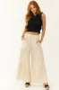Coconut Wide Leg Side Ruffle Detail Linen Pants sold by Lime Lush