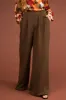 Chocolate Elastic Waist Wide Leg Dress Pants sold by Lime Lush