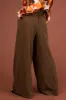 Chocolate Elastic Waist Wide Leg Dress Pants sold by Lime Lush