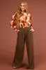 Chocolate Elastic Waist Wide Leg Dress Pants sold by Lime Lush