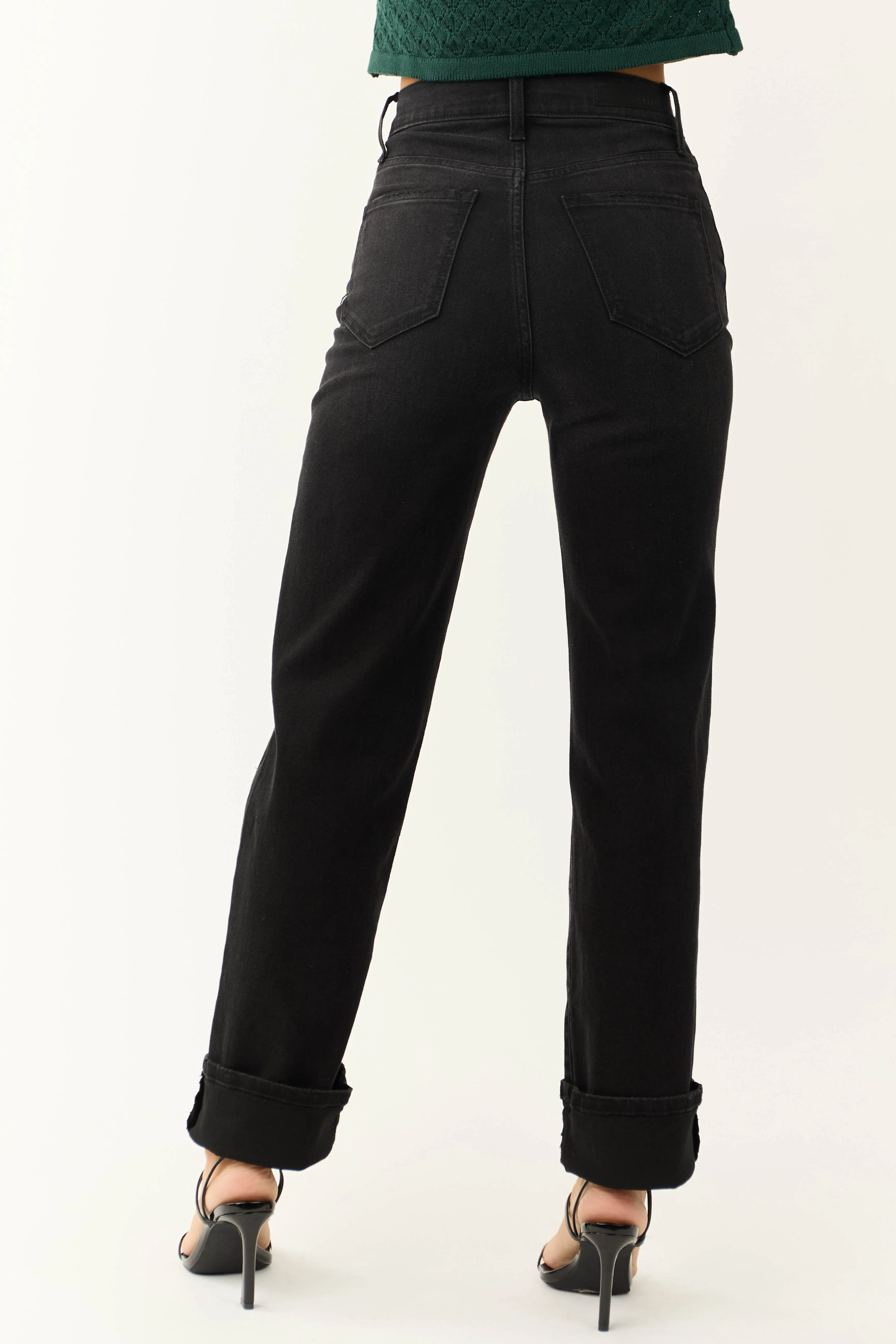 Cello Faded Black High Rise Torn Knee Dad Jeans sold by Lime Lush product image thumbnail 4