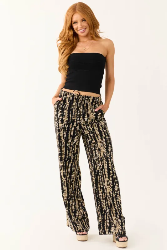 Black Abstract Print Drawstring Pants sold by Lime Lush