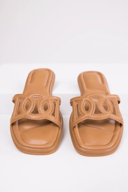 Brown Sugar Open Square Toe Flat Sandals sold by Lime Lush